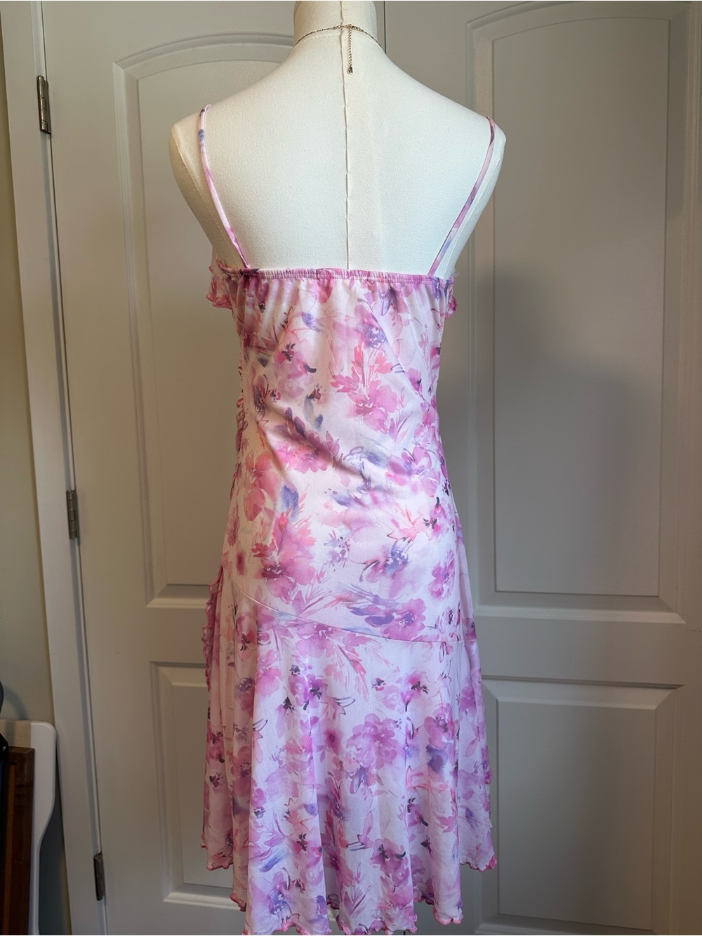 Pink & Purple Floral Ruffle Slip Dress - Picture 6 of 8